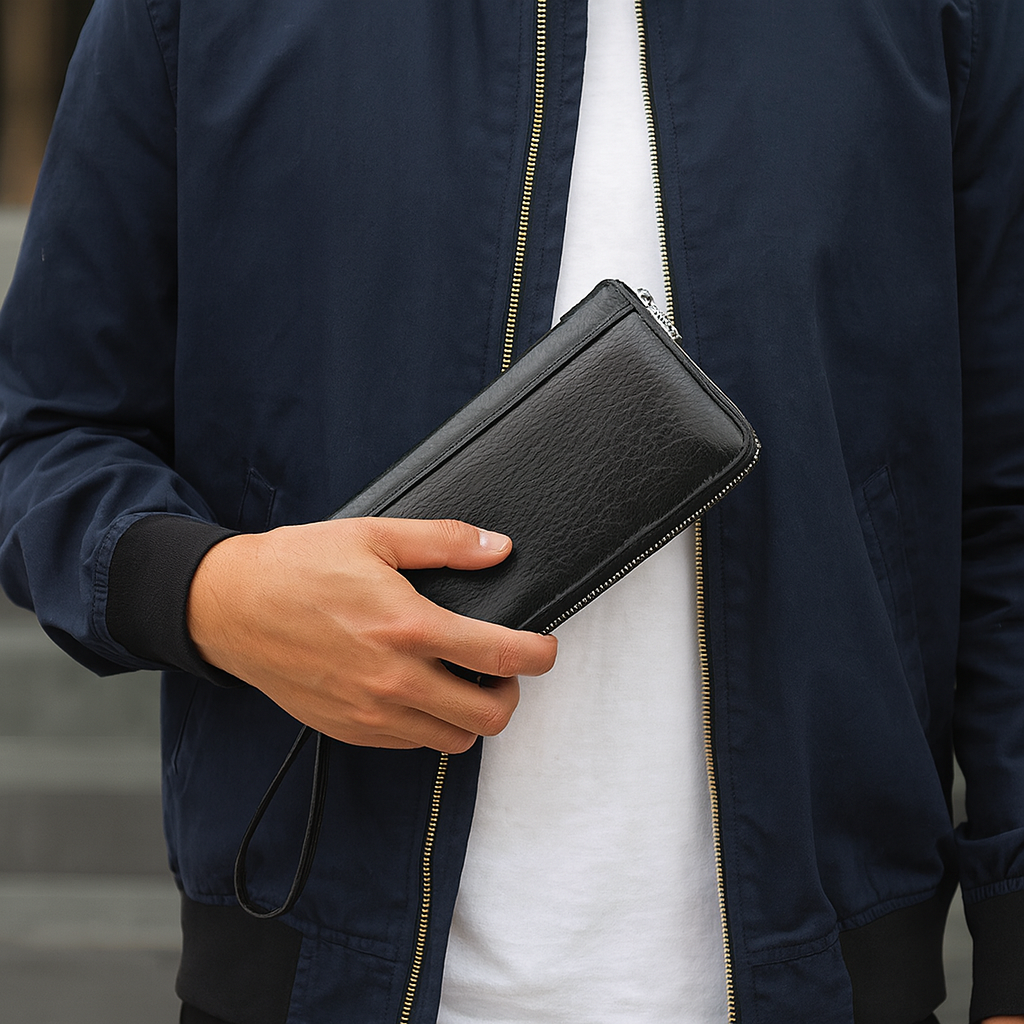 portefeuille homme en cuir noir