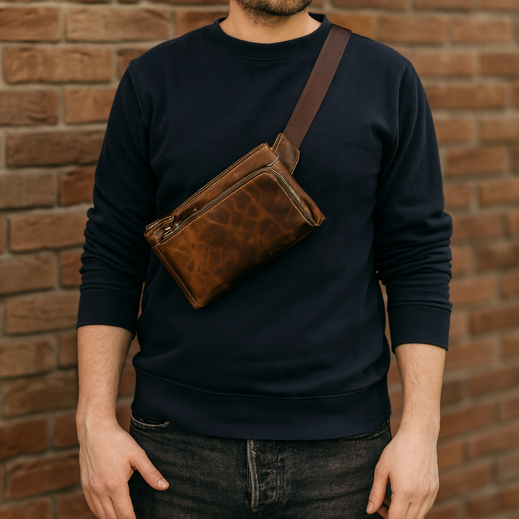 Sac banane pour homme en cuir