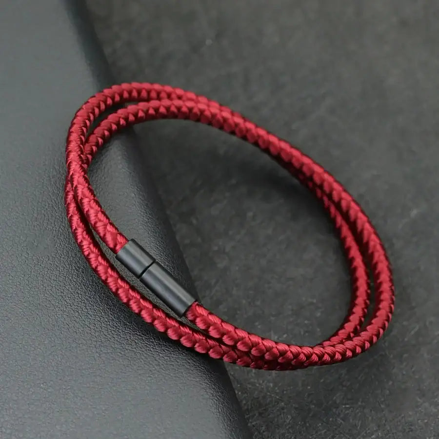 Bracelet homme tressé en corde minimaliste rouge / s (17.5 cm)