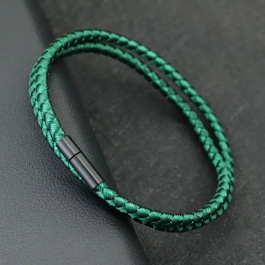 Bracelet homme tressé en corde minimaliste vert / s (17.5 cm)