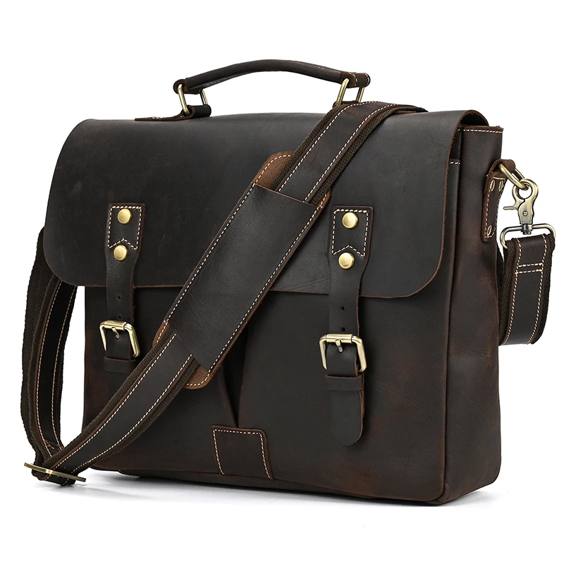 Cartable pour homme cuir marron foncé