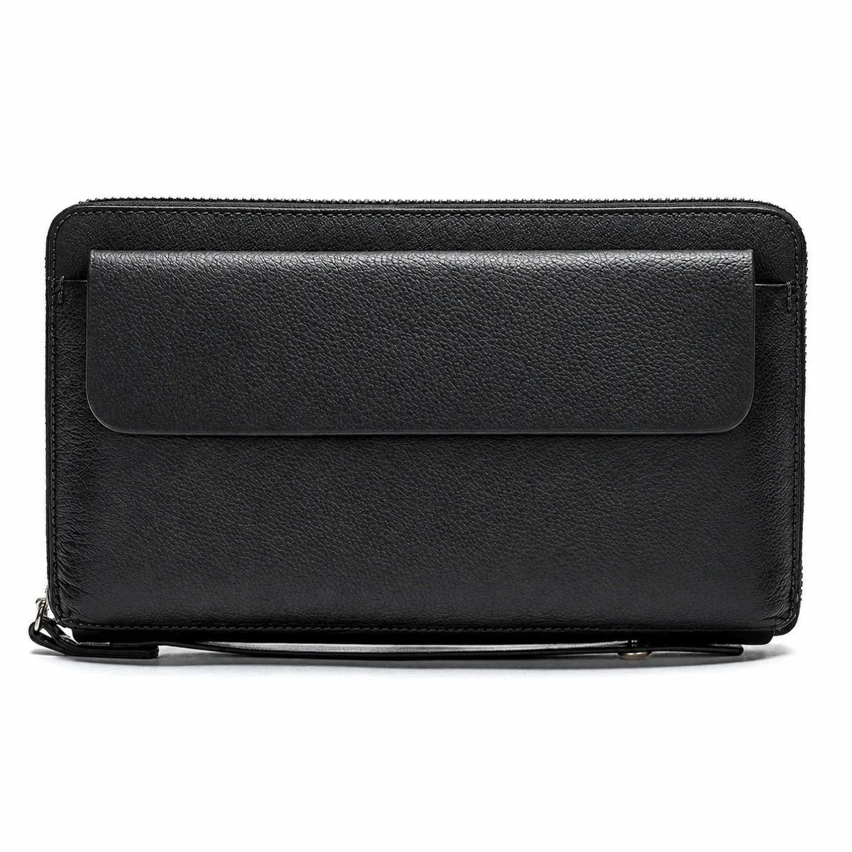 Pochette Cuir Grainé Homme Simple Zip