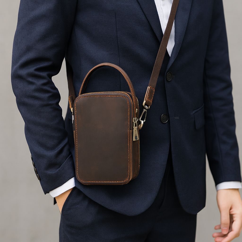 Petite sacoche bandouliere cuir homme