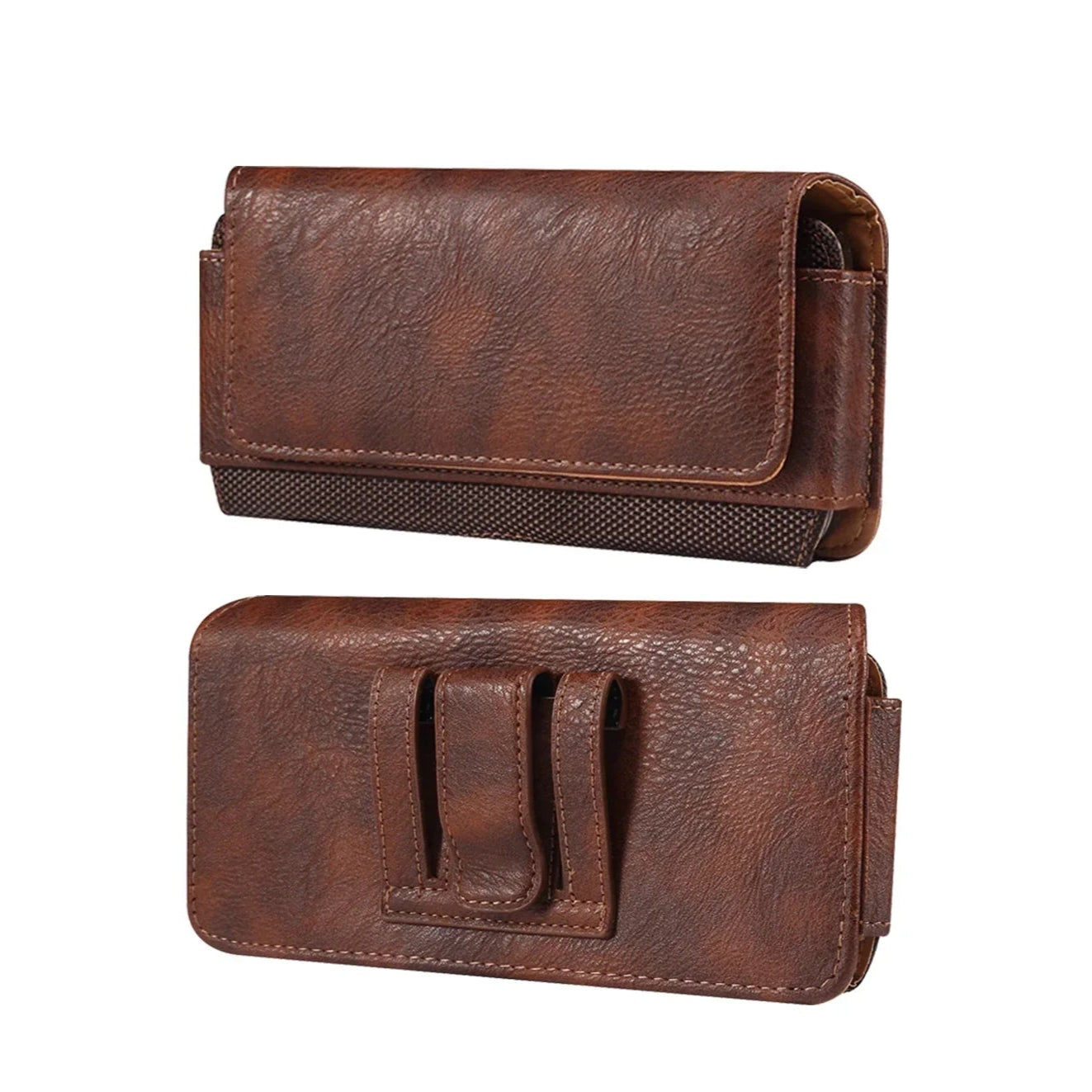 Pochette ceinture en cuir pour homme marron