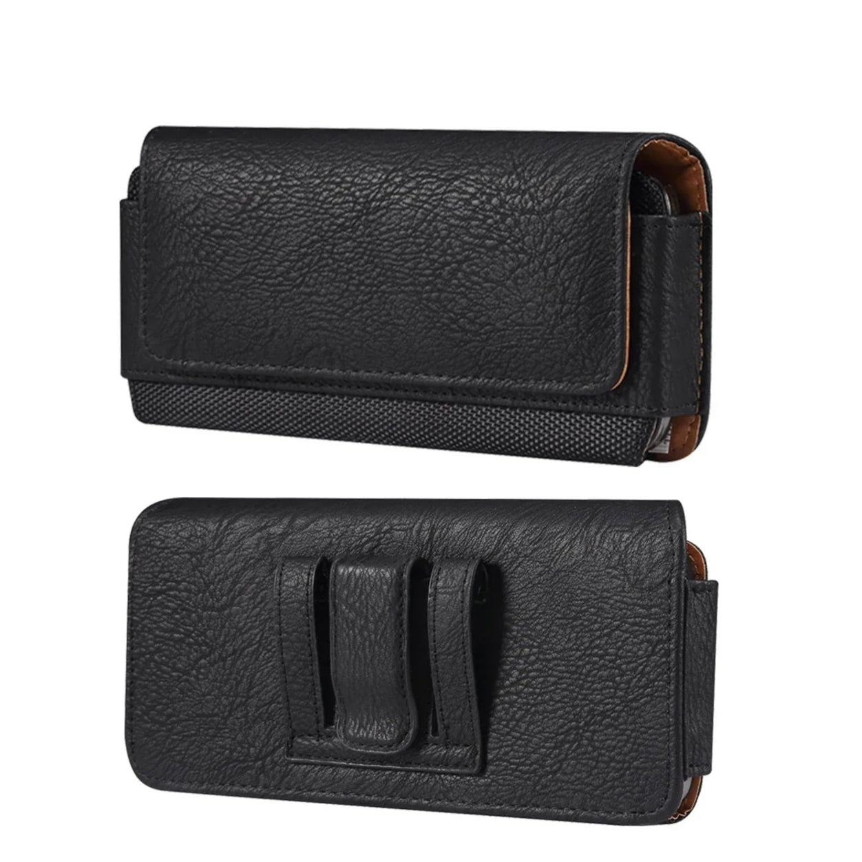 Pochette ceinture en cuir pour homme noir