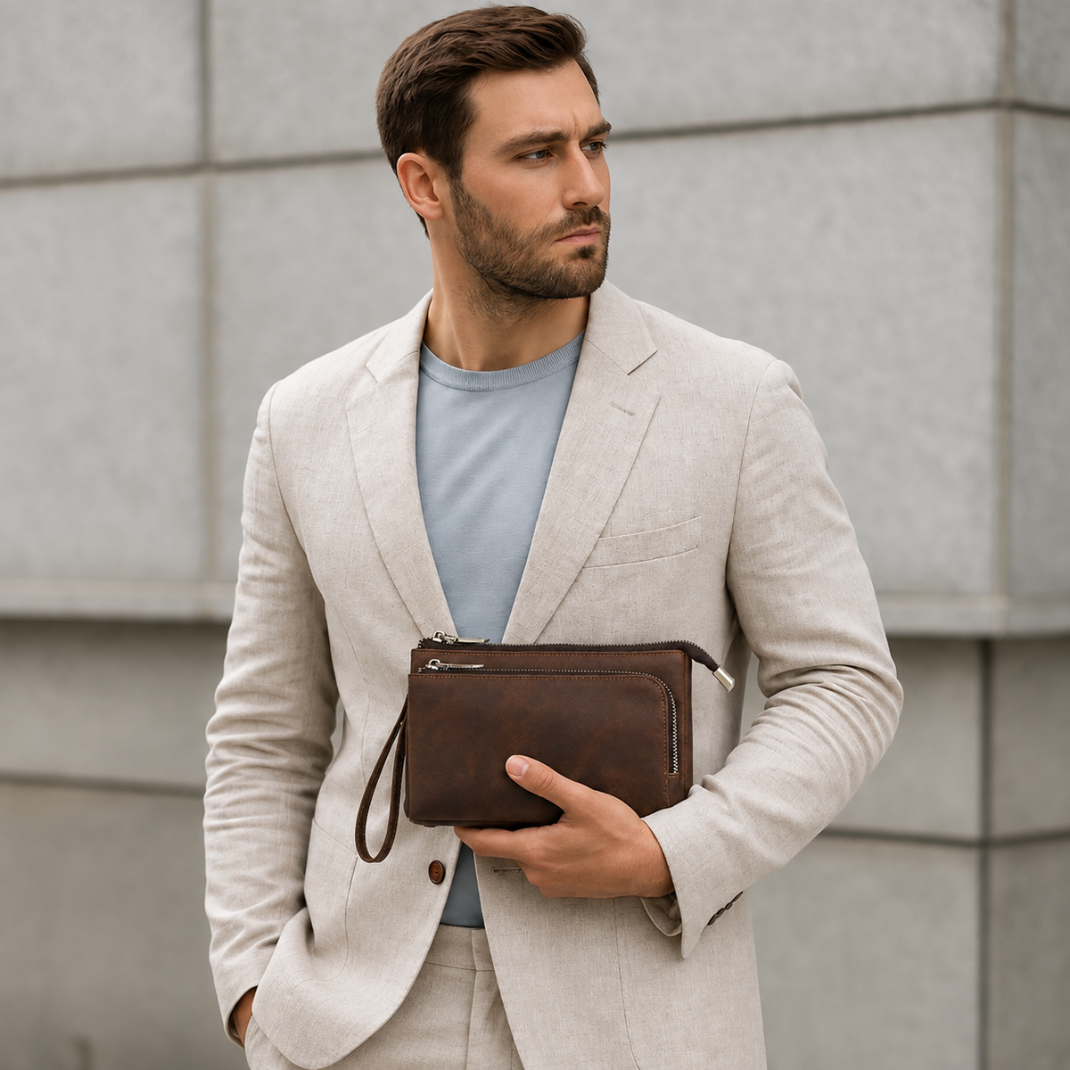 Pochette cuir pour homme