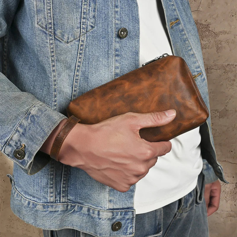 Pochette en cuir homme