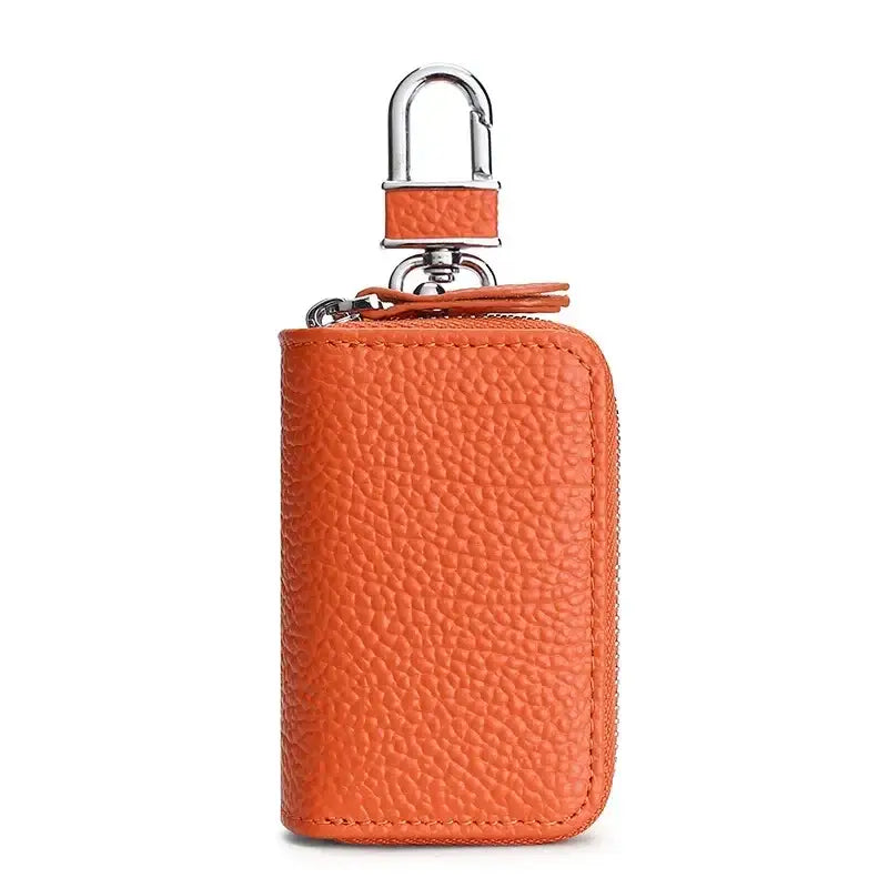 Pochette portefeuille homme en cuir orange