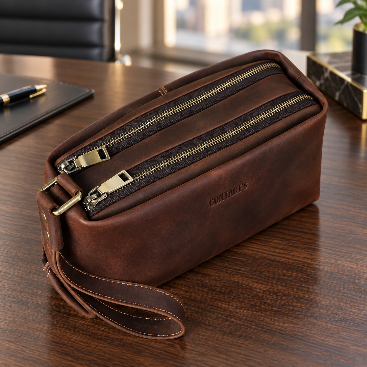 Pochette pour homme en cuir