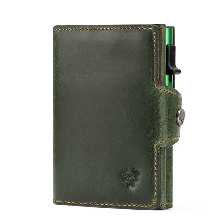 Porte carte homme cuir vert