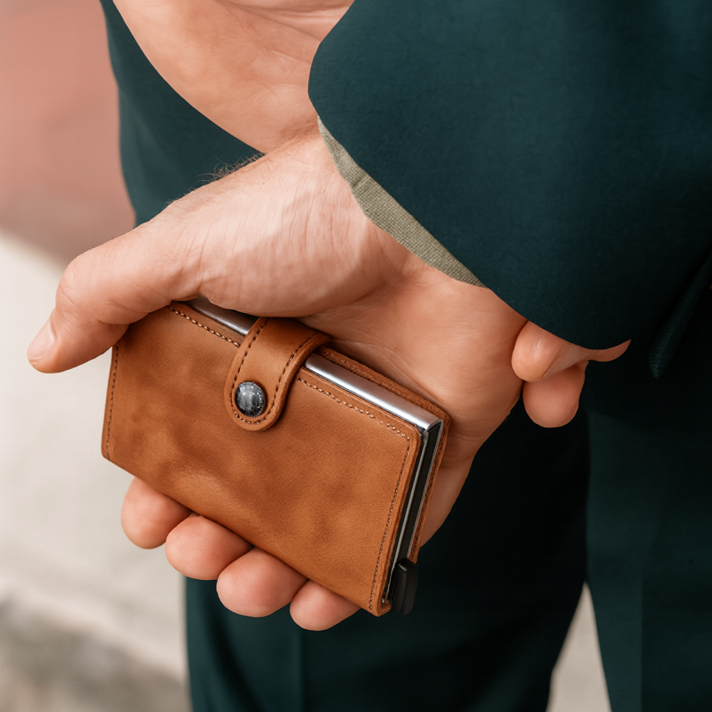 Porte cartes bleu homme