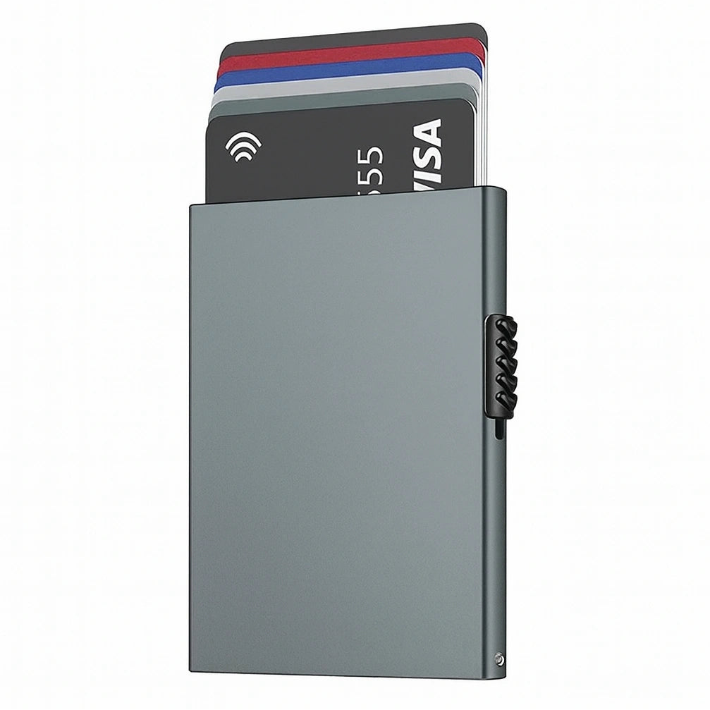 Porte-cartes en aluminium pour homme gris