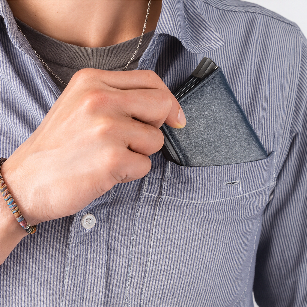 porte cartes pour homme bleu