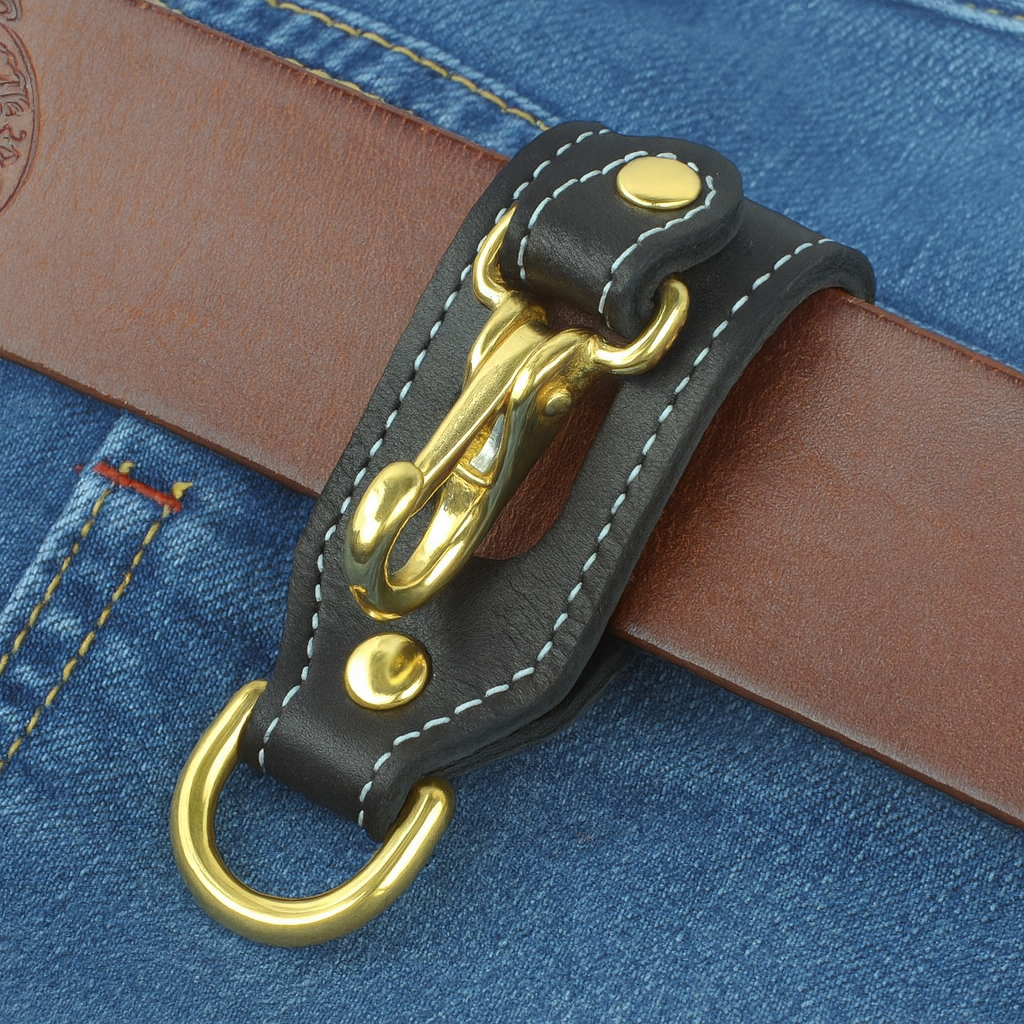 porte cles ceinture pour homme en cuir noir