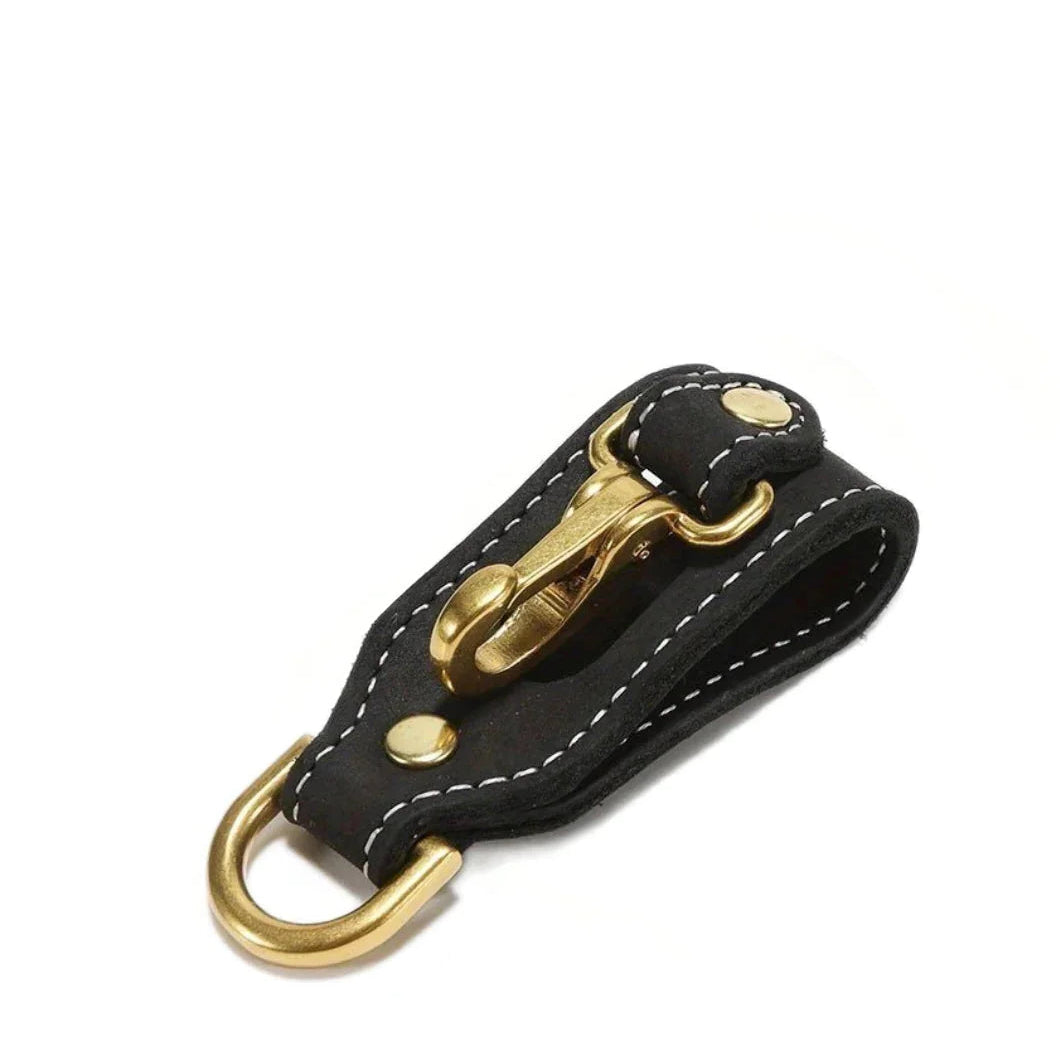 Porte-clés ceinture pour homme en cuir noir