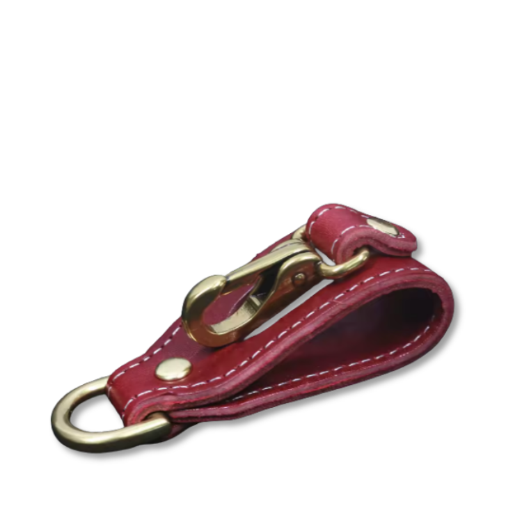 porte cles ceinture pour homme en cuir rouge