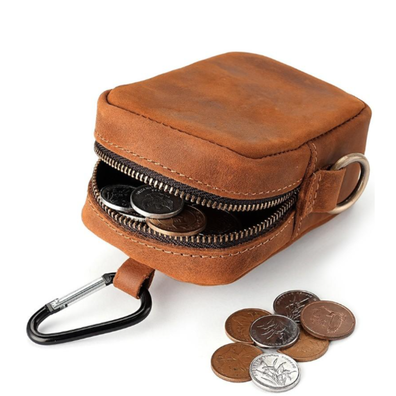 porte monnaie ceinture homme en cuir veritable marron