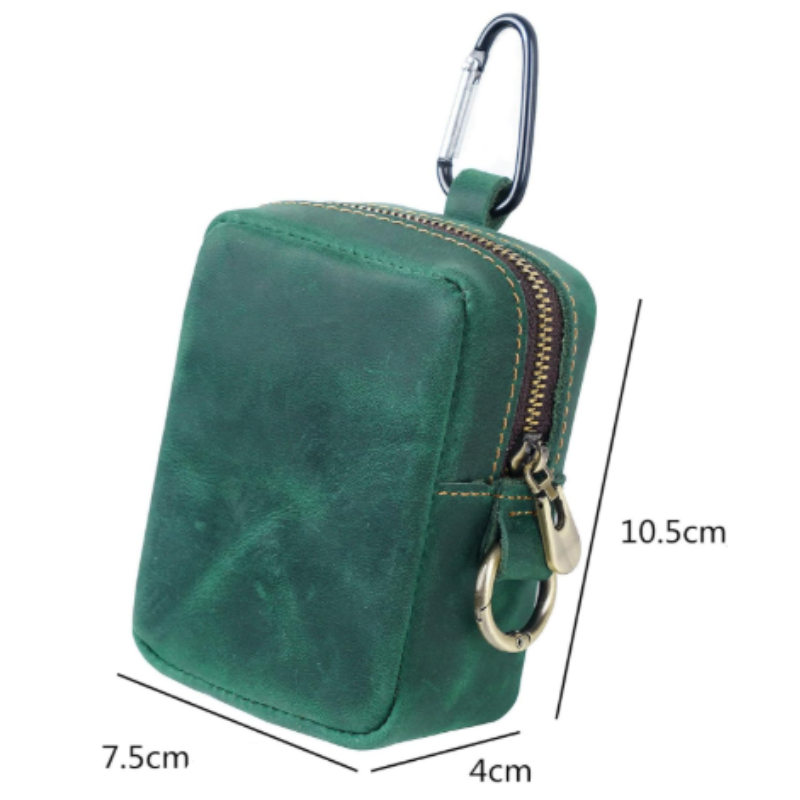 porte monnaie ceinture homme en cuir veritable vert