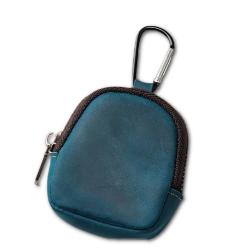 porte monnaie porte cles multifonctions en cuir bleu