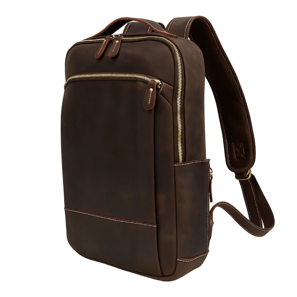 Sac à dos cuir vintage marron foncé