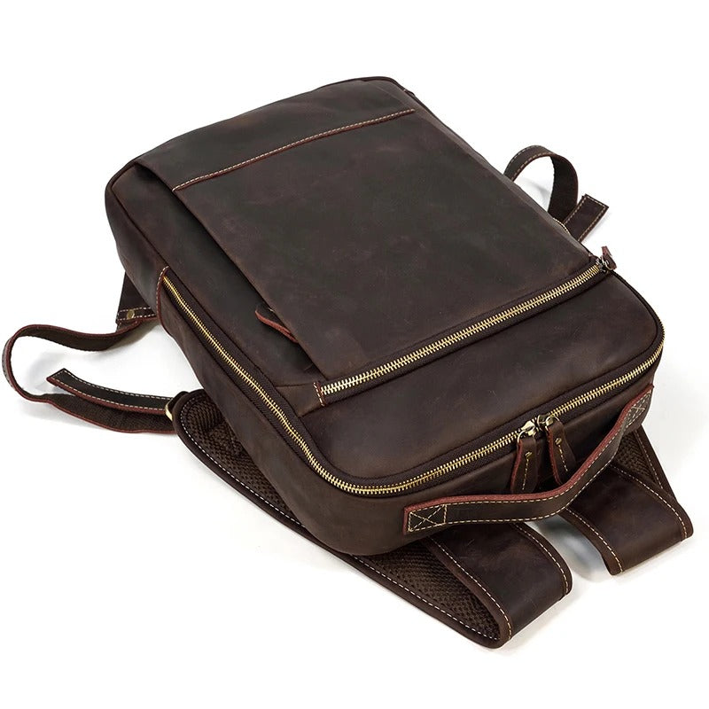 sac a dos cuir vintage marron fonce