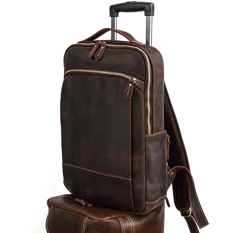 sac a dos cuir vintage marron fonce