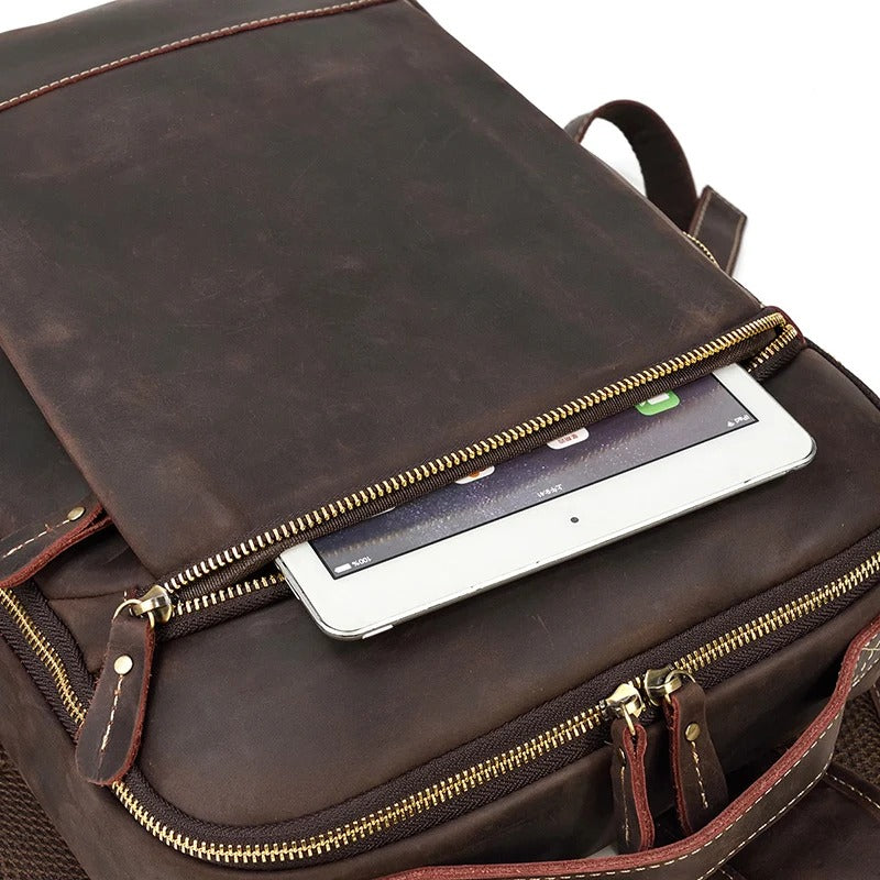 sac a dos cuir vintage marron fonce