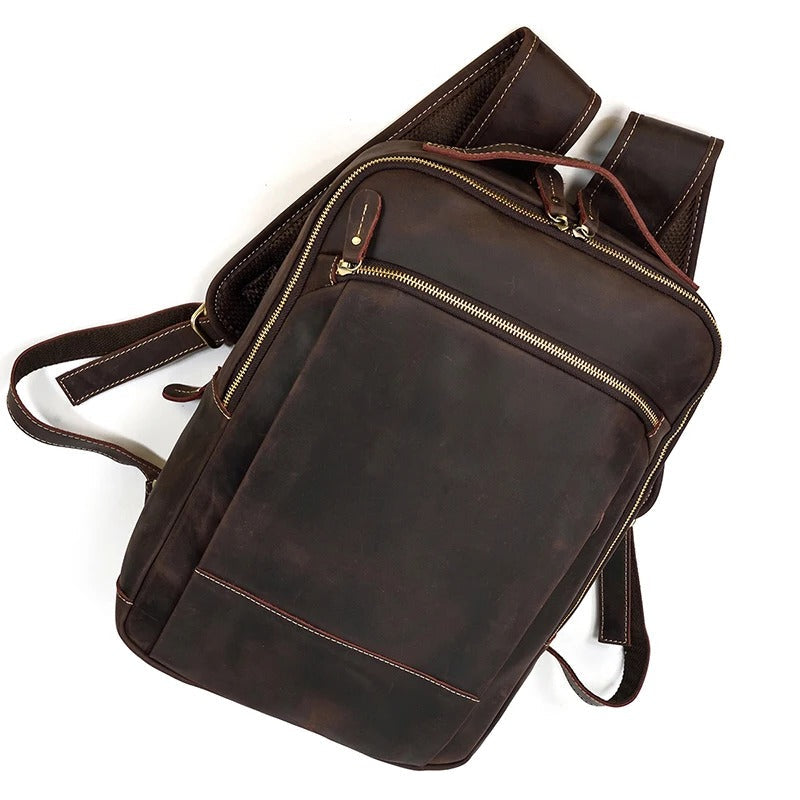 sac a dos cuir vintage marron fonce