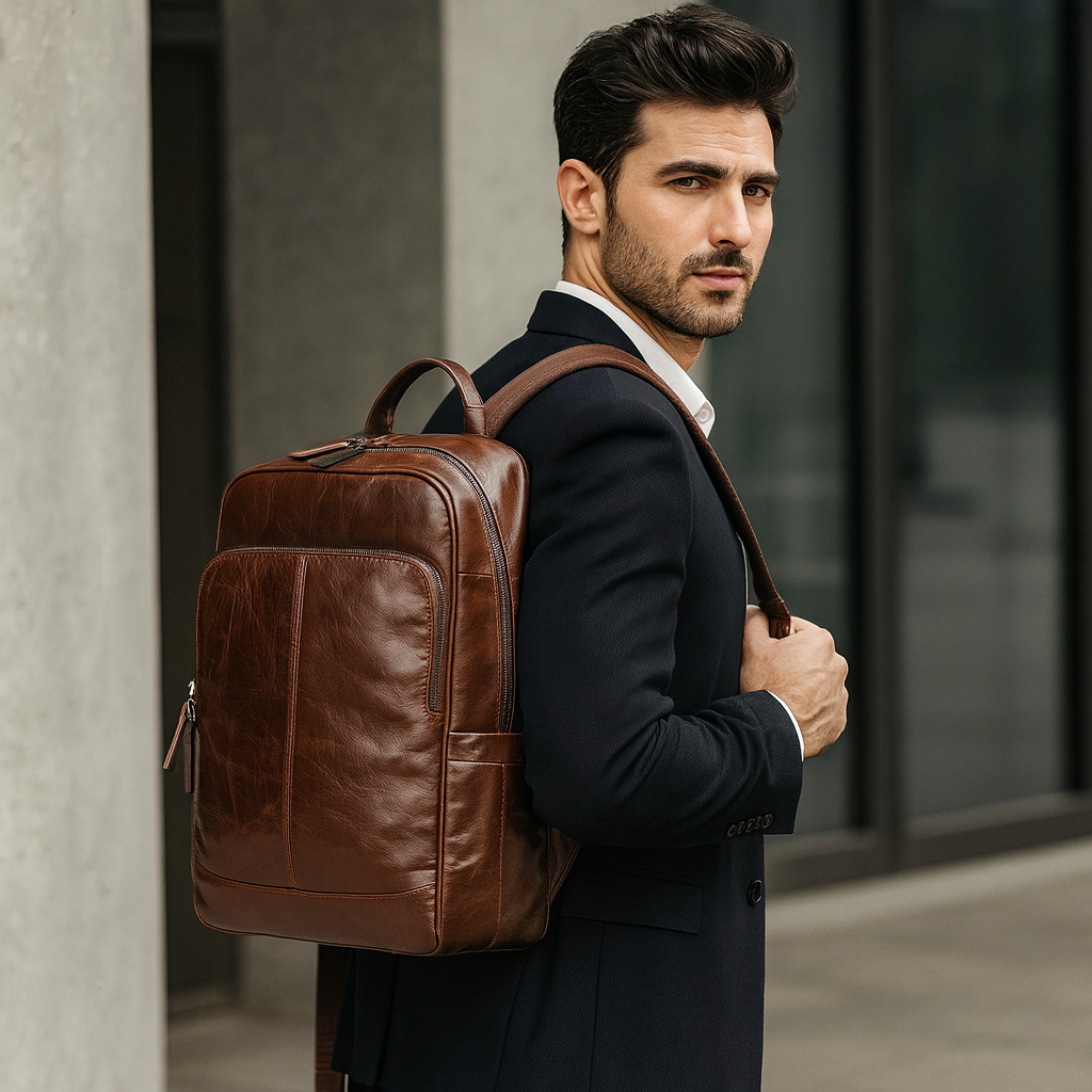 sac à dos en cuir élégant pour homme