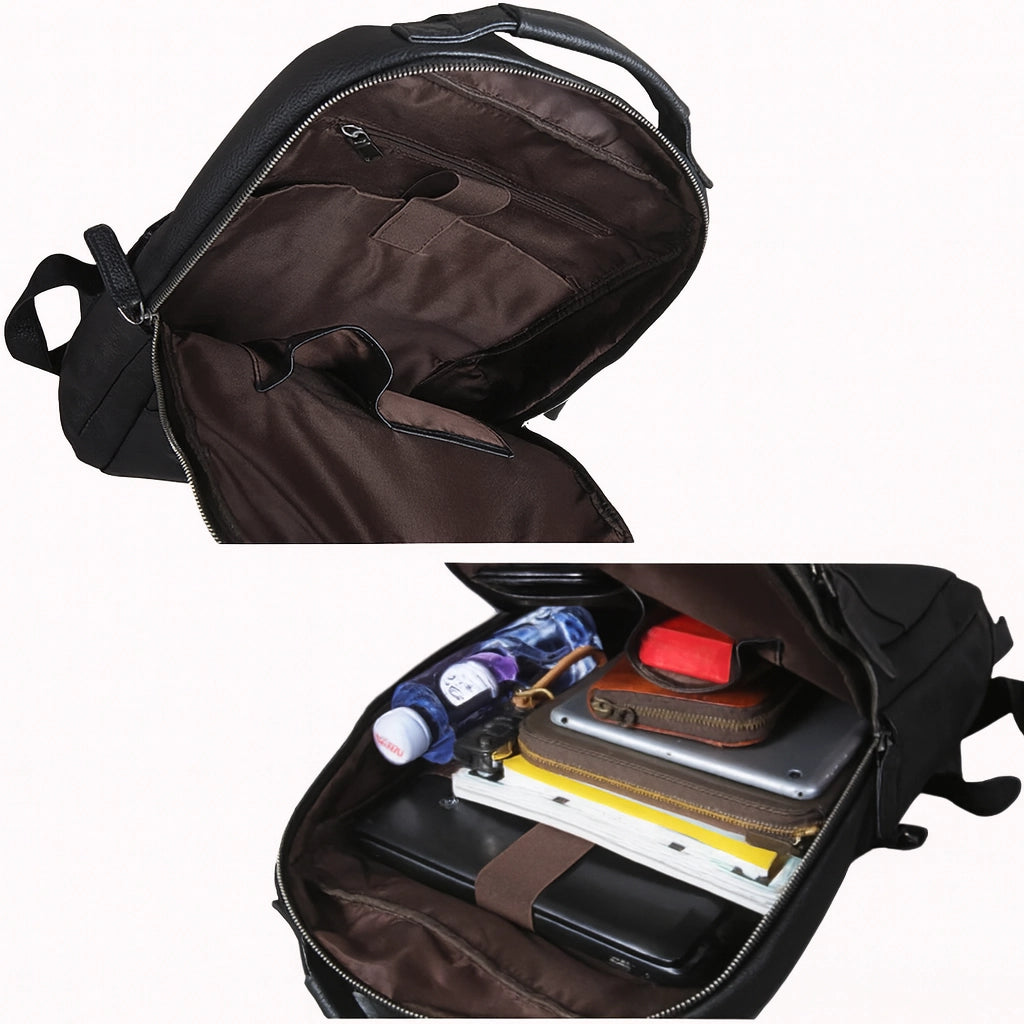 Sac à dos en cuir noir