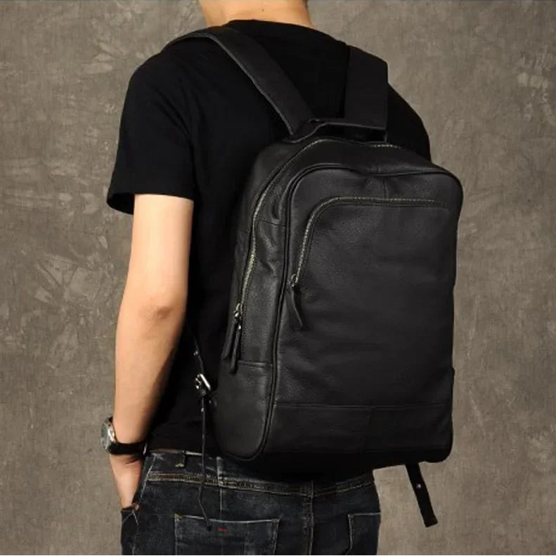 Sac à dos en cuir noir
