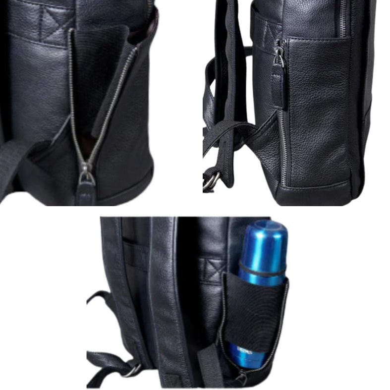 Sac à dos en cuir noir