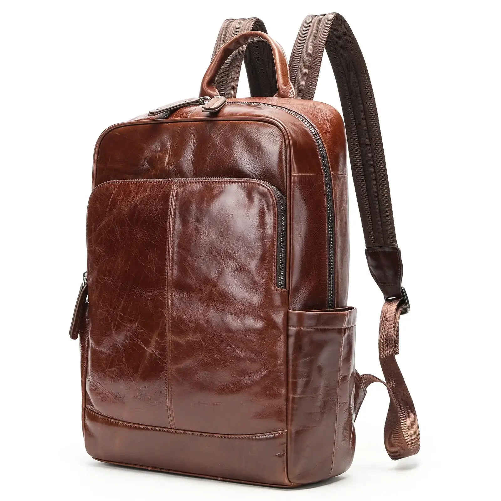 Sac à dos en cuir pour homme marron