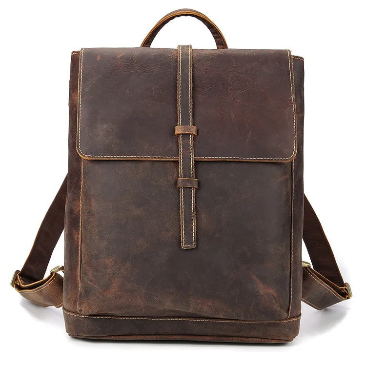 Sac à dos en cuir pour homme marron foncé
