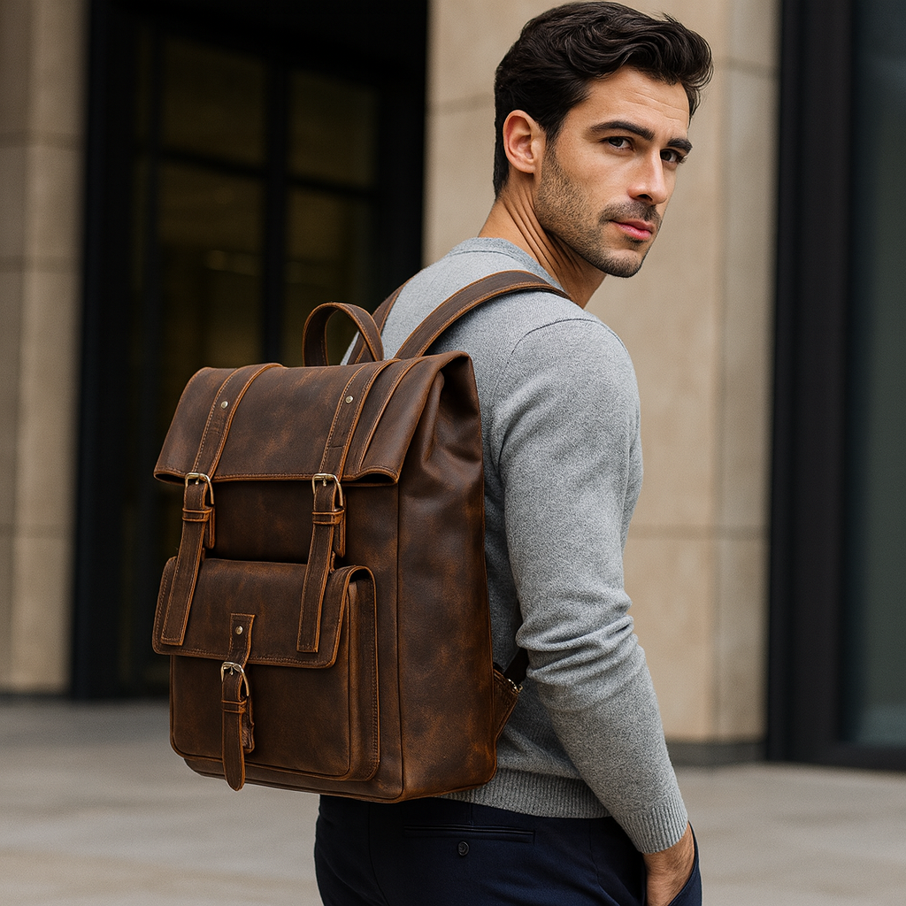 sac à dos pour homme en cuir élégant