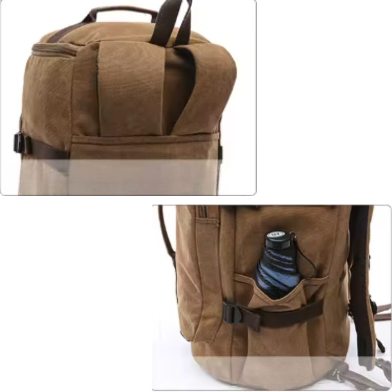 sac a dos en toile marron 