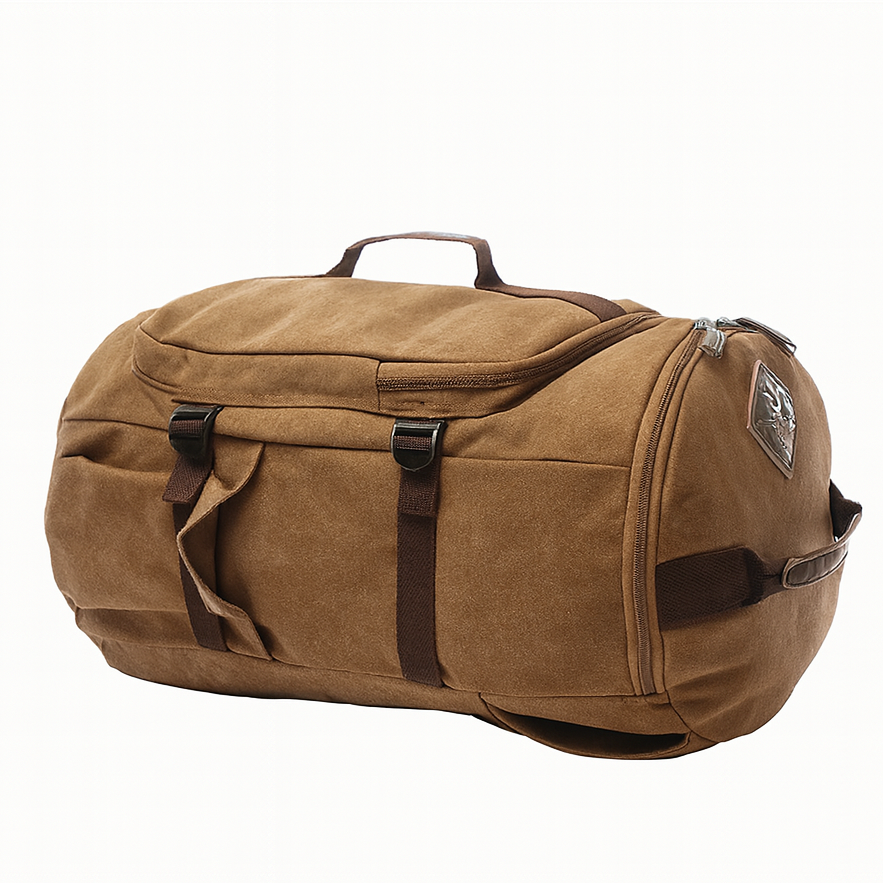 sac a dos en toile marron