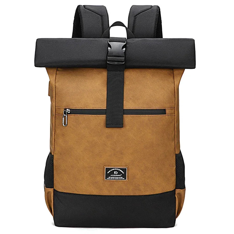 Sac à dos roll top imperméable marron