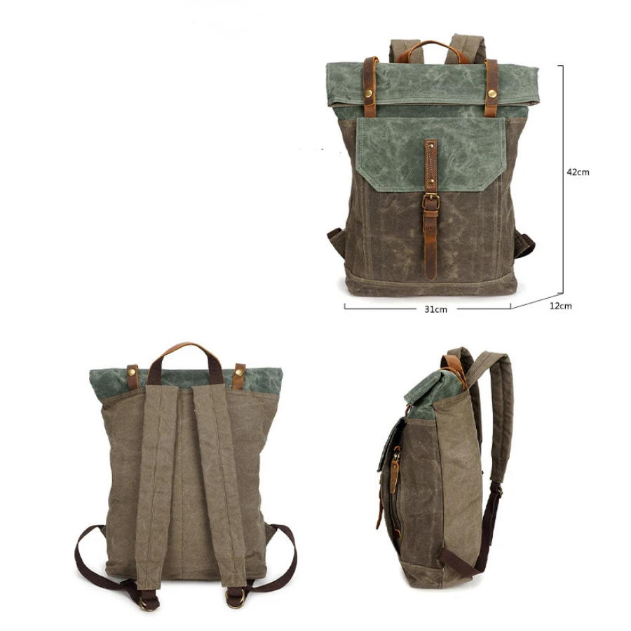 Sac à dos roll top toile cirée