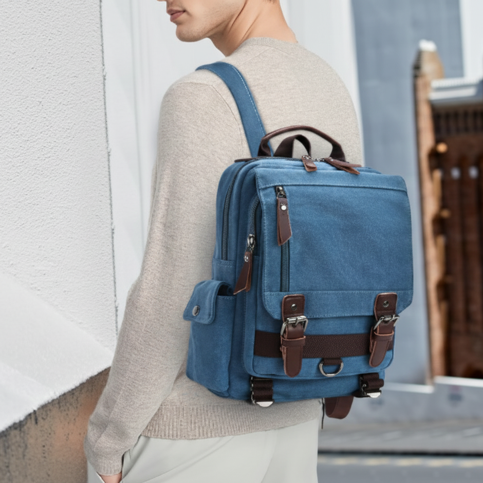 sac a dos vintage bleu