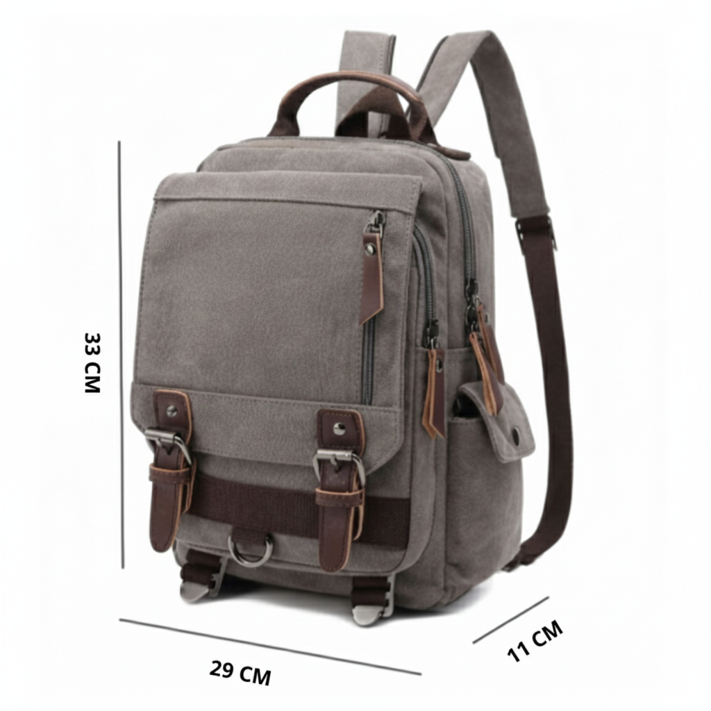 sac a dos vintage gris