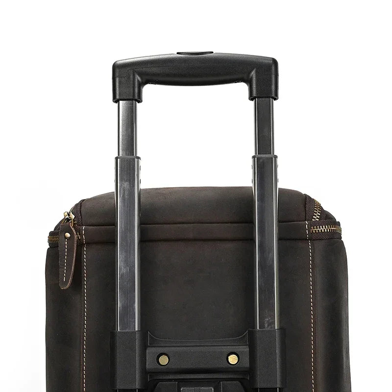 Sac de voyage costume en cuir avec roulettes