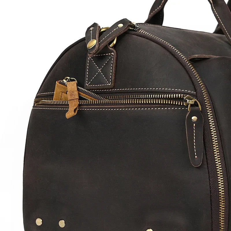 Sac de voyage costume en cuir avec roulettes