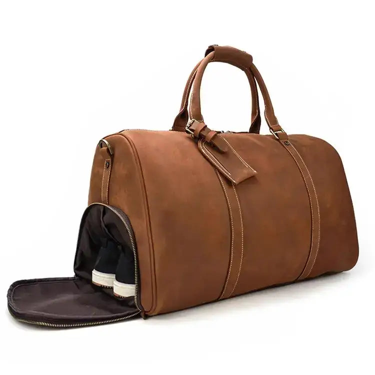 Sac de voyage en cuir homme marron