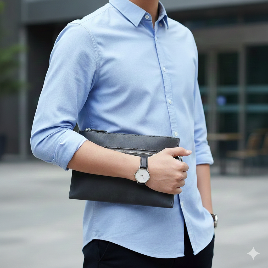 sac pochette homme noir