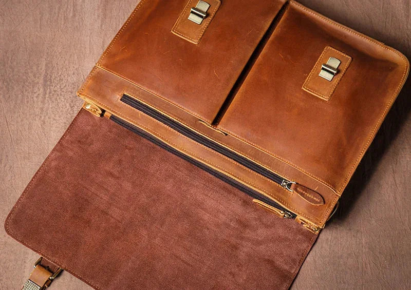 Sacoche cartable homme en cuir