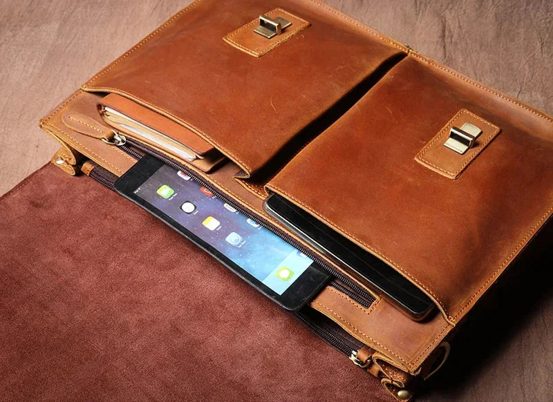 Sacoche cartable homme en cuir