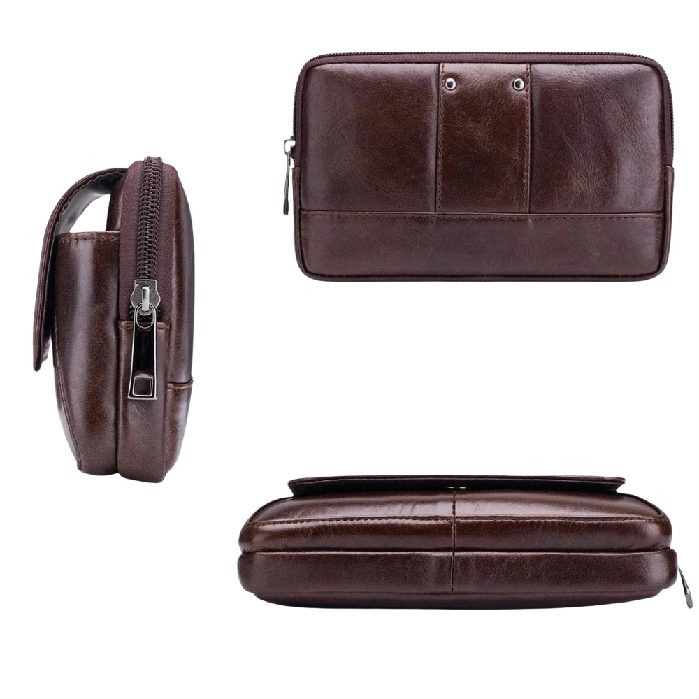 Sacoche ceinture homme cuir à rabat
