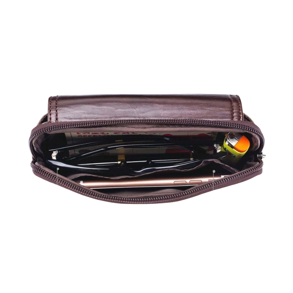 Sacoche ceinture homme cuir à rabat