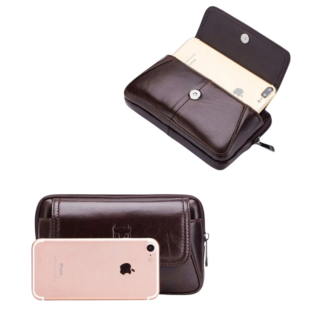 Sacoche ceinture homme cuir à rabat